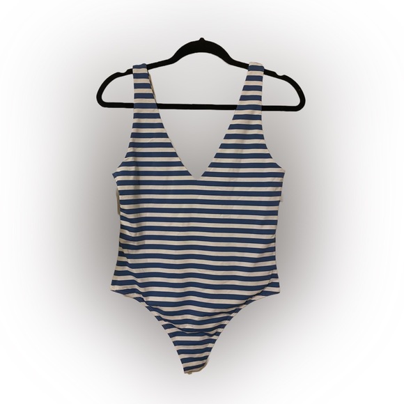 Babaton - Blue/White Striped Bodysuit - L - Picture 1 of 3